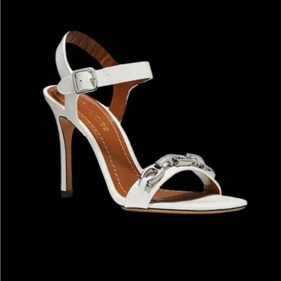 White Coach Bonnie High Heel Sandals with Silver Accents - Picture 1 of 11